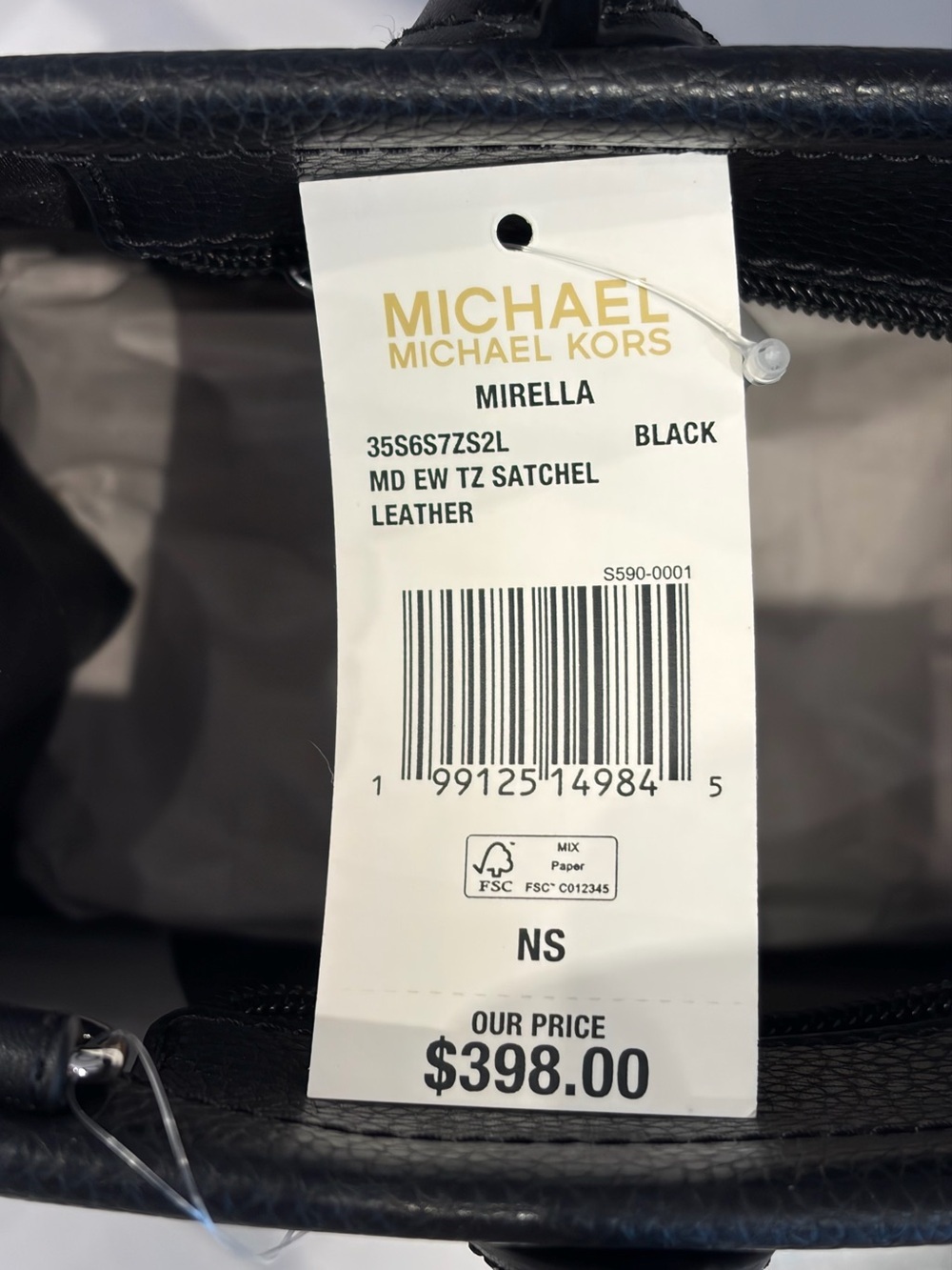 MICHAEL KORS Black Leather Logo Tote with Top Handles - Picture 11 of 11